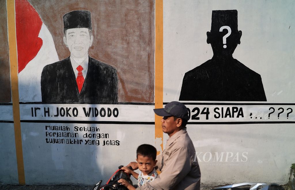 Mural jelang Pemilu 2024 di kawasan Cibuluh, Bogor, Sabtu (6/8/2022). Pemerintah bersama DPR, DKPP, KPU, dan Bawaslu memutuskan bahwa pemilihan presiden-wakil presiden serta anggota DPR, DPD, dan DPRD akan diselenggarakan serentak pada 14 Februari 2024. 