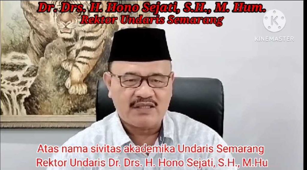 Tangkapan layar video pernyataan Rektor Universitas Darul Ulum Islamic Centre Sudirman GUPPI (Undaris), Kabupaten Semarang, Hono Sejati.