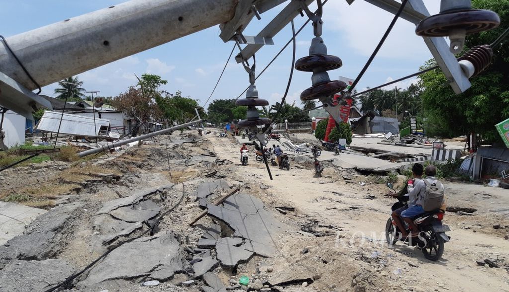 Salah satu wilayah di Kabupaten Sigi, Sulteng, yang terdampak gempa cukup parah pada peristiwa gempa dengan magnitudo 7,4, Jumat (28/9/2018). 