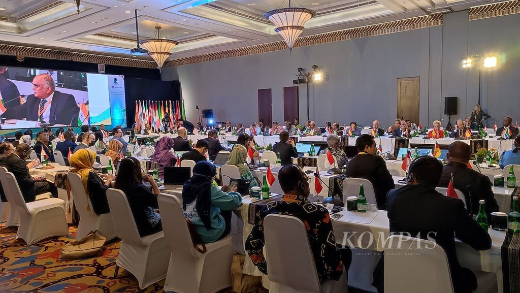 Suasana Fifth Plenary Assembly of the Global Network of Electoral Justice yang dilaksanakan di Nusa Dua, Bali, Senin (10/10/2022).