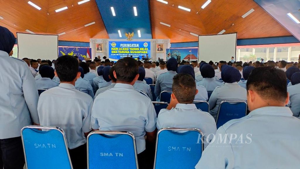 Perayaan ulang tahun ke-33 SMA Taruna Nusantara dihadiri ratusan siswa bersama guru-guru dan pamong serta pengurus sekolah, Jumat (14/7/2023).