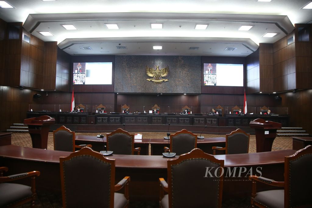 Suasana sidang di Gedung Mahkamah Konstitusi, Jakarta, Selasa (31/5/2022). 