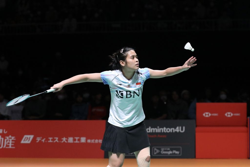Gregoria Mariska Tunjung mempersembahkan satu-satunya gelar juara bagi Indonesia di turnamen Kumamoto Masters, Jepang. Dalam final, Minggu (19/11/2023), Gregoria mengalahkan Chen Yu Fei (China) 21-12, 21-12.
