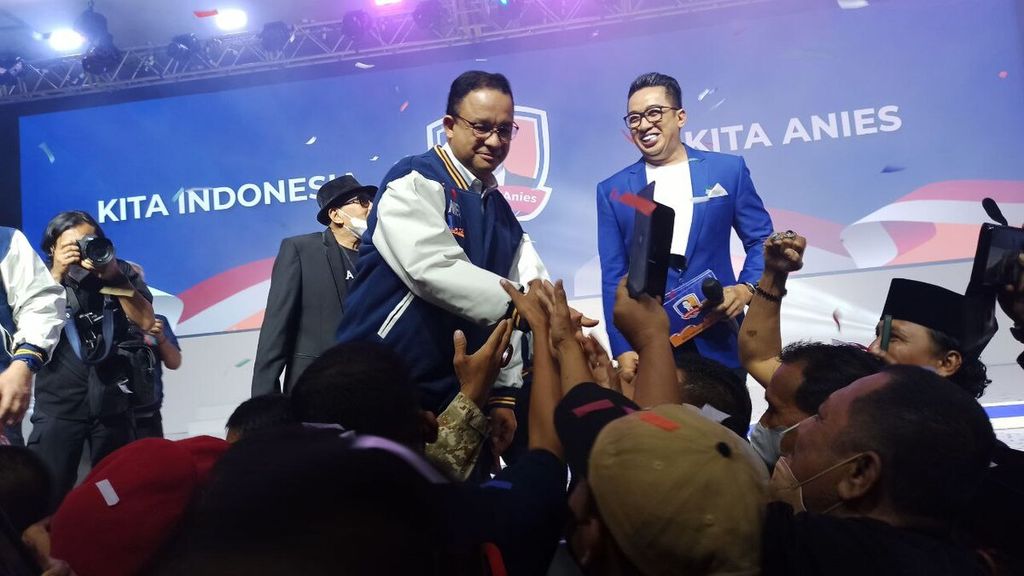 Sebanyak 58 organisasi sukarelawan Anies Baswedan berkumpul di Jakarta Convention Centre (JCC), Rabu (2/11/2022), untuk menyatakan dukungan mereka terhadap pemenangan dalam Pemilu Presiden (Pilpres) 2024. 