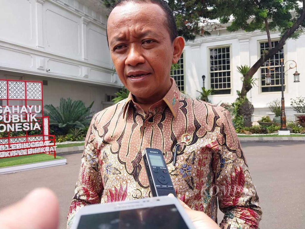 Menteri Investasi dan Kepala Badan Koordinasi Penanaman Modal Bahlil Lahadalia di Kompleks Istana Kepresidenan, Jakarta, Rabu (24/8/2022).