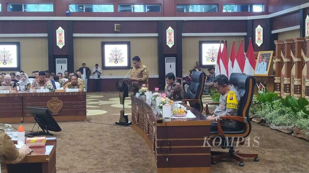 Suasana rapat koordinasi Pemerintah Provinsi Kalimantan Tengah bersama KPK di Kota Palangka Raya, Kalteng, Rabu (23/4/2024). 
