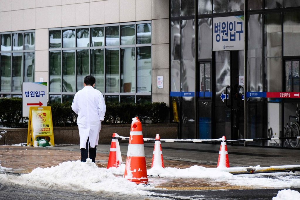 Salah satu rumah sakit di Seoul, Korea Selatan, Kamis (22/2/2024). Para dokter di puluhan rumah sakit di Korsel sedang mogok kerja.