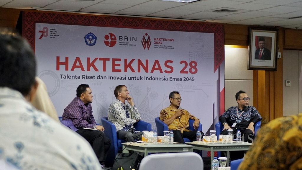 Diskusi bertajuk “Membangun Masa Depan dengan Technology Foresight” di Kantor Badan Riset dan Inovasi Nasional (BRIN), Jakarta, Rabu (9/8/2023).