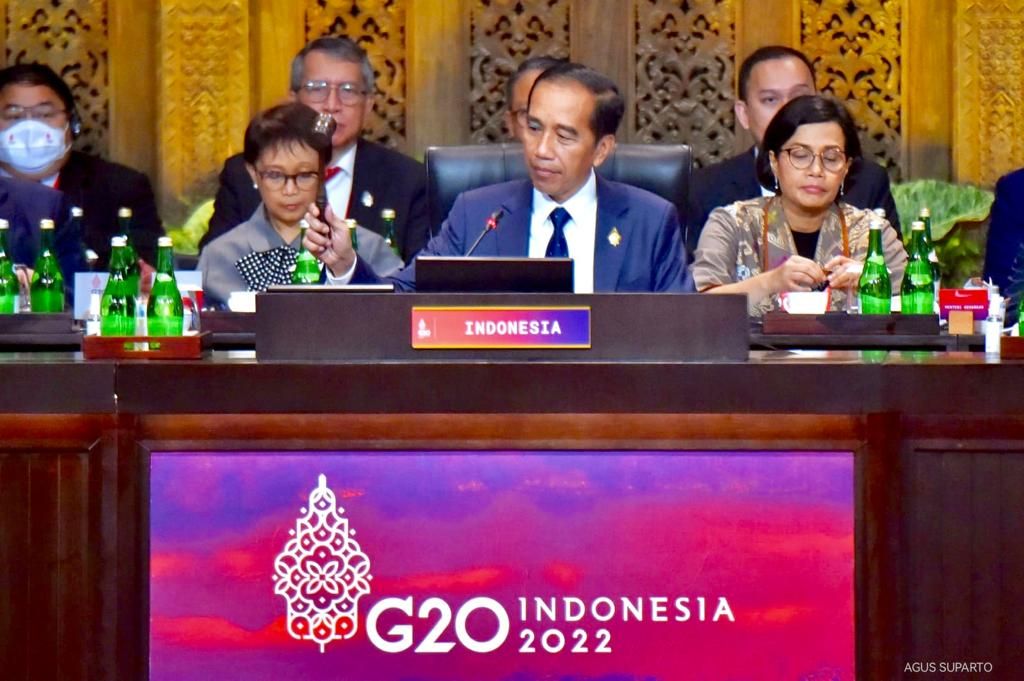 Presiden Joko Widodo saat membuka Konferensi Tingkat Tinggi (KTT) G20 di Nusa Dua, Bali, Selasa (15/11/2022).