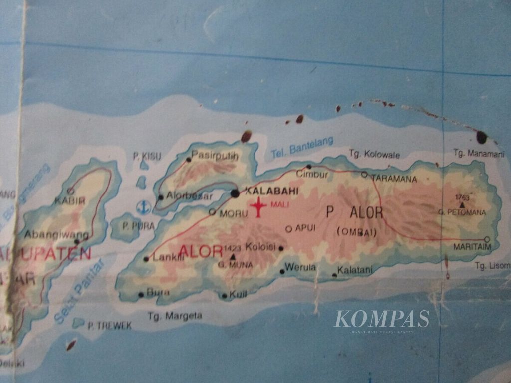 Peta sebagian wilayah Kabupaten Alor, NTT.  