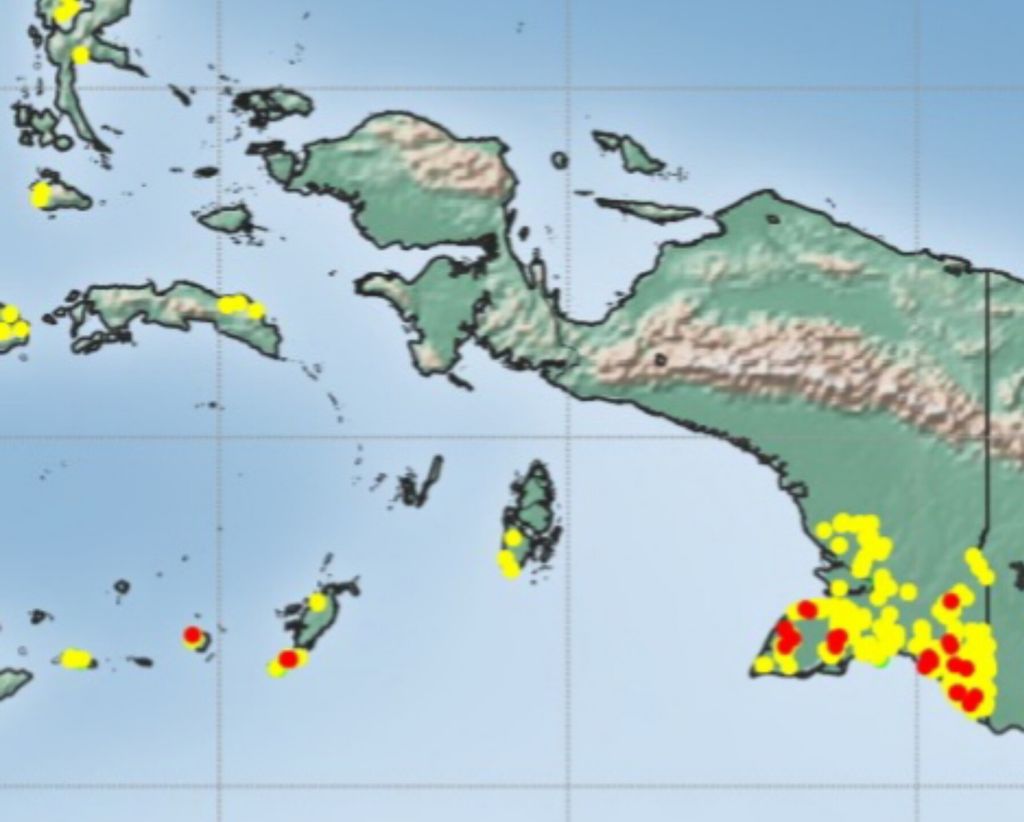 Infografis 37 titik api di Kabupaten Merauke, Papua Selatan, hingga Minggu (20/8/2023).