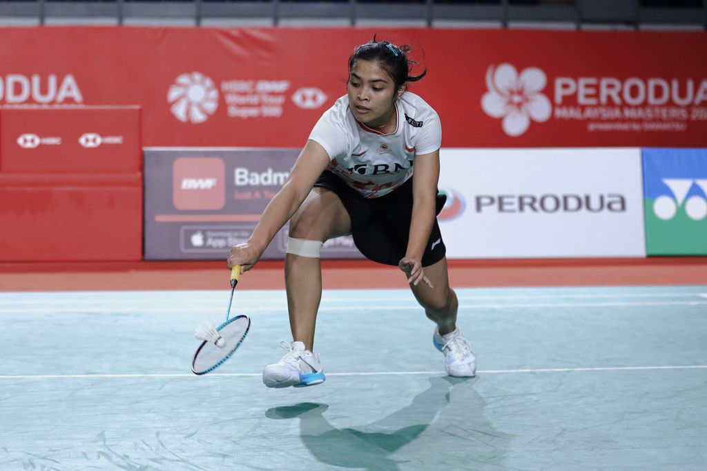 Gregoria Mariska Tunjung mengalahkan tunggal putri China, Wang Zhiyi, 21-11, 21-14, pada perempat final Malaysia Masters 2023 di Kuala Lumpur, Malaysia, Jumat (26/5/2023).