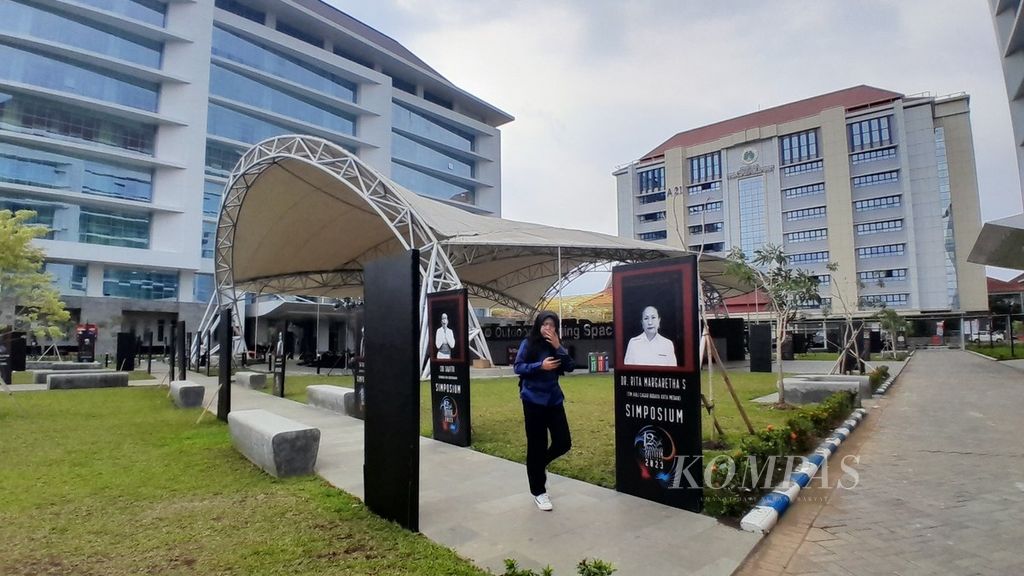 Suasana kampus Universitas Negeri Malang pada hari terakhir Borobudur Writers and Cultural Festival (BWCF) 2023, Malang, Jawa Timur, Senin (27/11/2023) sore.