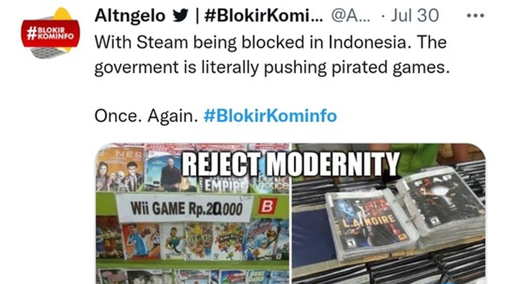 Tagar #BlokirKominfo menjadi <i>trending</i> di Twitter sebagai bentuk protes terhadap kebijakan wajib pendaftaran penyelenggara sistem elektronik privat.