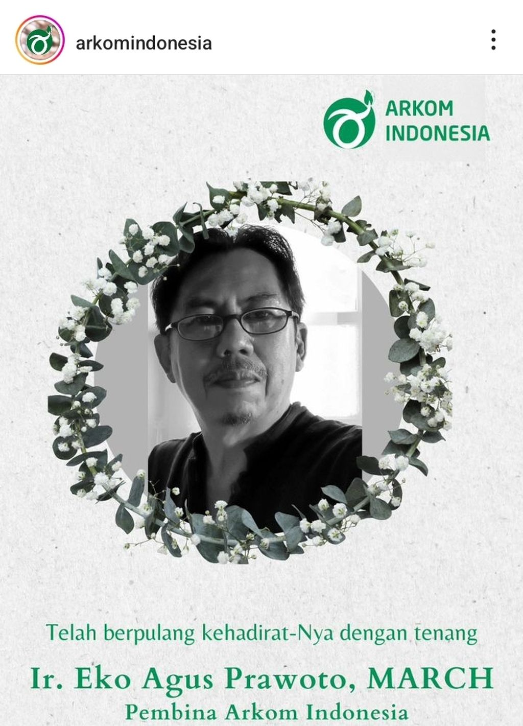 Ucapan dukacita dari Yayasan Arkom Indonesia terkait meninggalnya arsitek Eko Prawoto.