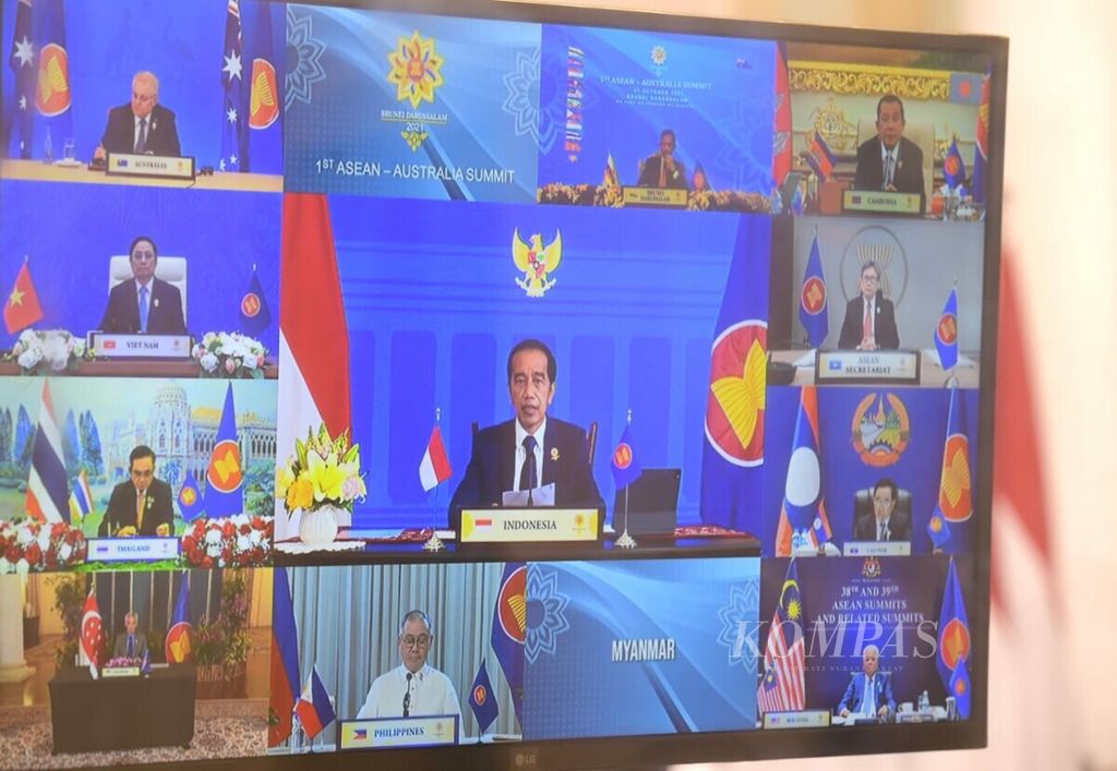 KTT ASEAN-Australia yang diselenggarakan secara virtual, 27 Oktober 2021, dihadiri sembilan pemimpin negara ASEAN dan PM Australia Scott Morrison.