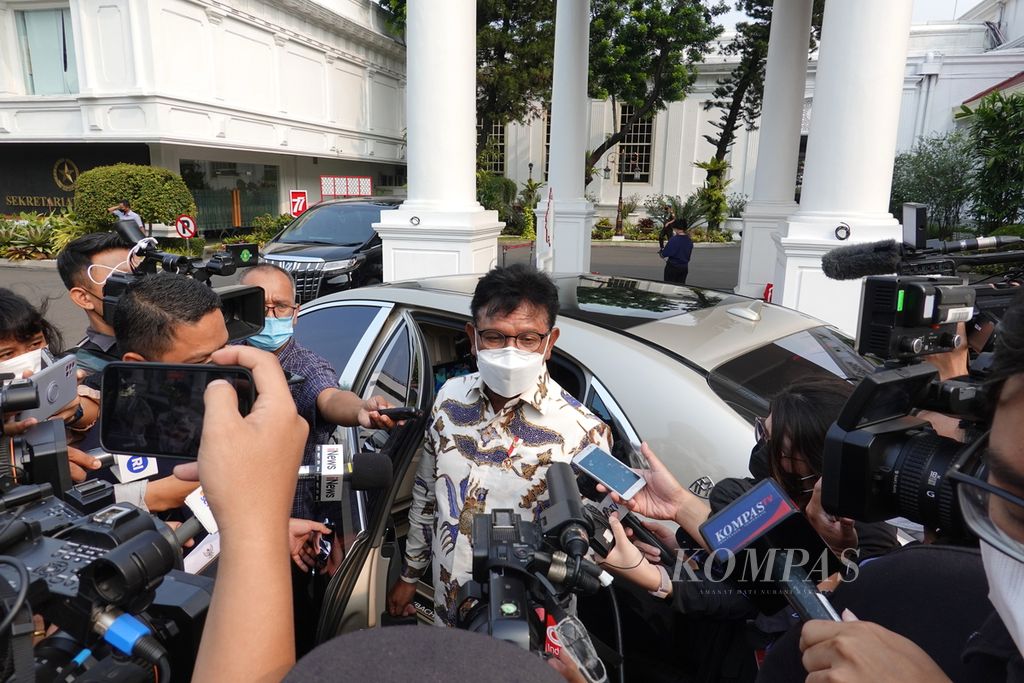 Sekretaris Jenderal Partai Nasdem Johnny G Plate ketika memberikan keterangan pers di Istana Kepresidenan Jakarta, Rabu (24/8/2022)