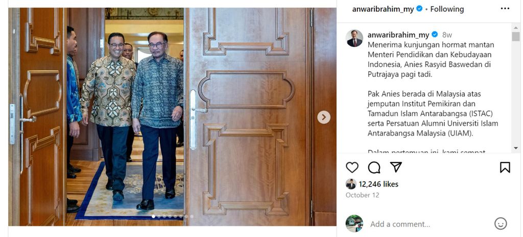 Pertemuan Anies Baswedan dan Anwar Ibrahim.