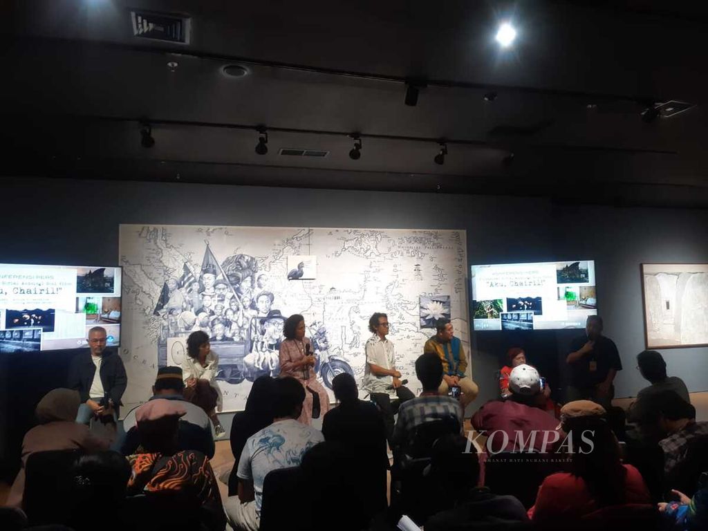 Konferensi pers peluncuran Serial Antologi Seni Video “Aku, Chairil!” digelar di Jakarta, Jumat (28/4/2023).