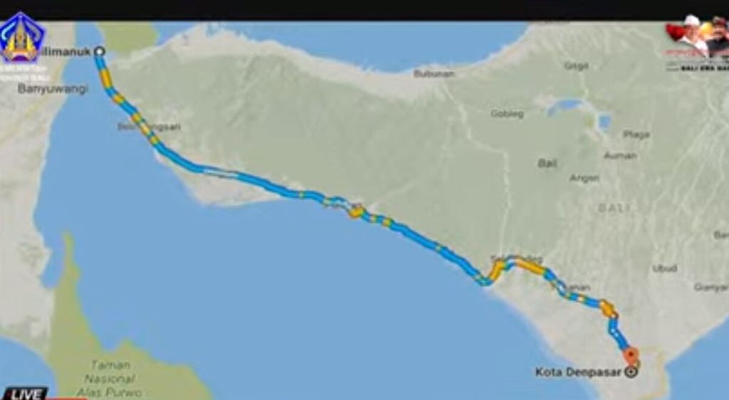 Tangkapan layar dari tayangan mengenai proyek jalan tol Gilimanuk-Mengwi di Bali. Jalan tol Gilimanuk-Mengwi sepanjang 96,9 kilometer melintasi tiga kabupaten, yaitu Jembrana, Tabanan, dan Badung.