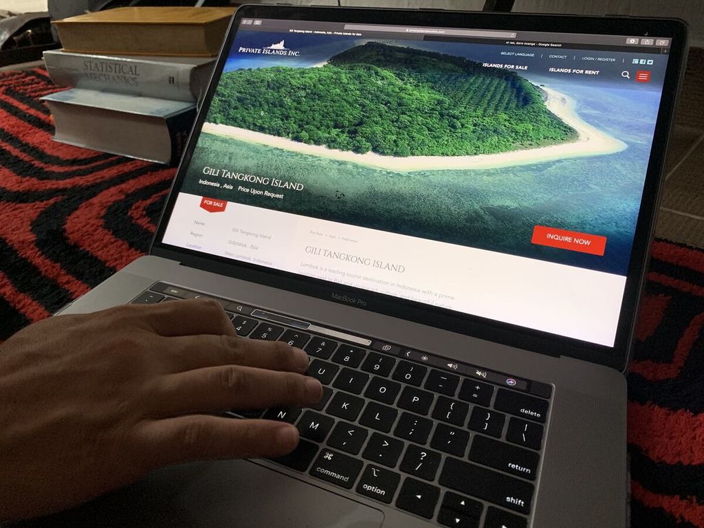 Laman daring privateislandonline.com, Rabu (10/2/2021), masih menampilkan Pulau Tangkong, Lombok Barat, Nusa Tenggara Barat. Pemerintah daerah setempat memastikan, tidak ada penjualan pulau, melainkan pada kawasan milik perorangan di pulau kecil itu.