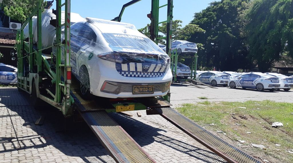 Mobil listrik untuk Polri yang digunakan selama penyelenggaraan KTT G20 di Bali (15/11/2022). Kendaraan elektrifikasi berbasis baterai (battery electric vehicle/BEV) mendapat promosi besar dalam perhelatan KTT G20 2022.