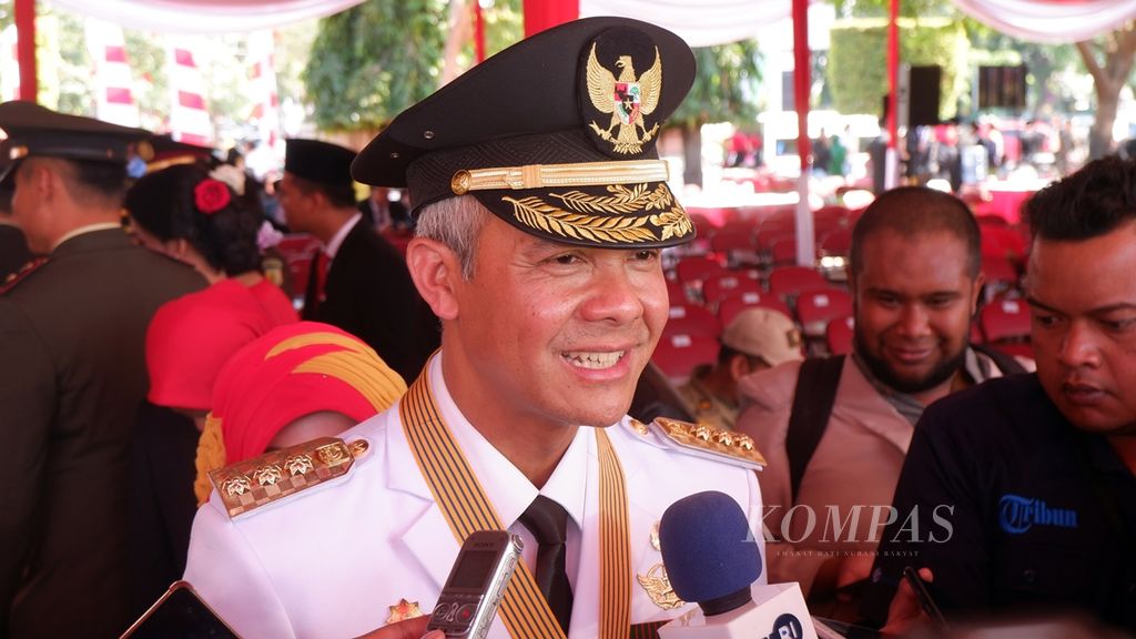 Gubernur Jawa Tengah Ganjar Pranowo di Kota Semarang, Jawa Tengah (17/8/2019).