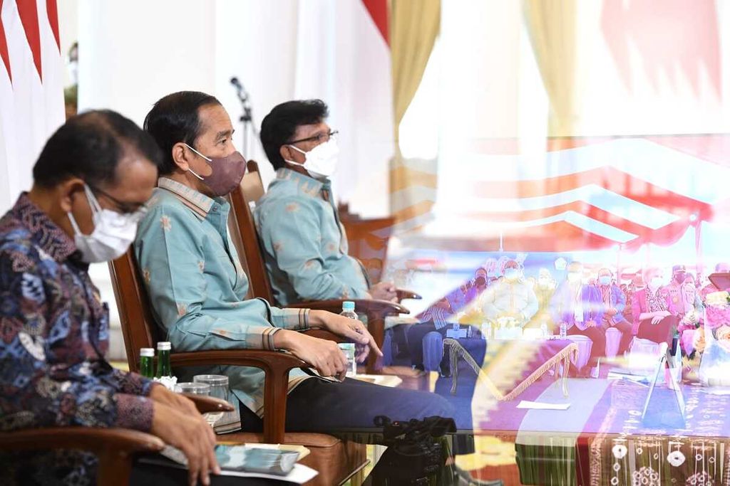 Presiden Joko Widodo menghadiri acara puncak peringatan Hari Pers Nasional Tahun 2022 secara virtual dari Istana Kepresidenan Bogor, Jawa Barat, Rabu (9/2/2022).