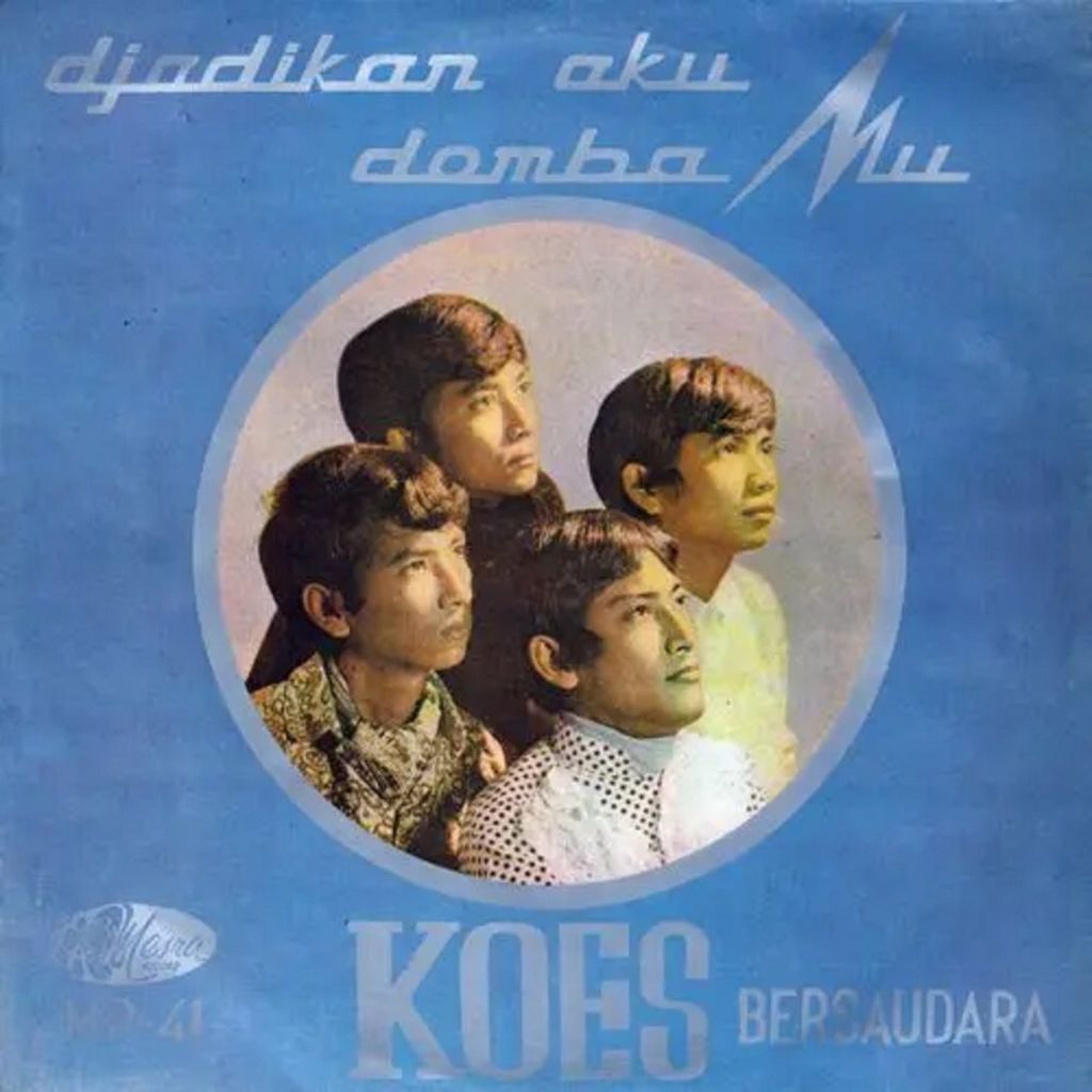 Sampul album Koes Bersaudara <i>Djadikan Aku Domba Mu</i> (1968). Belakang, Nomo dan Yon; depan, Yok dan Tony. 
