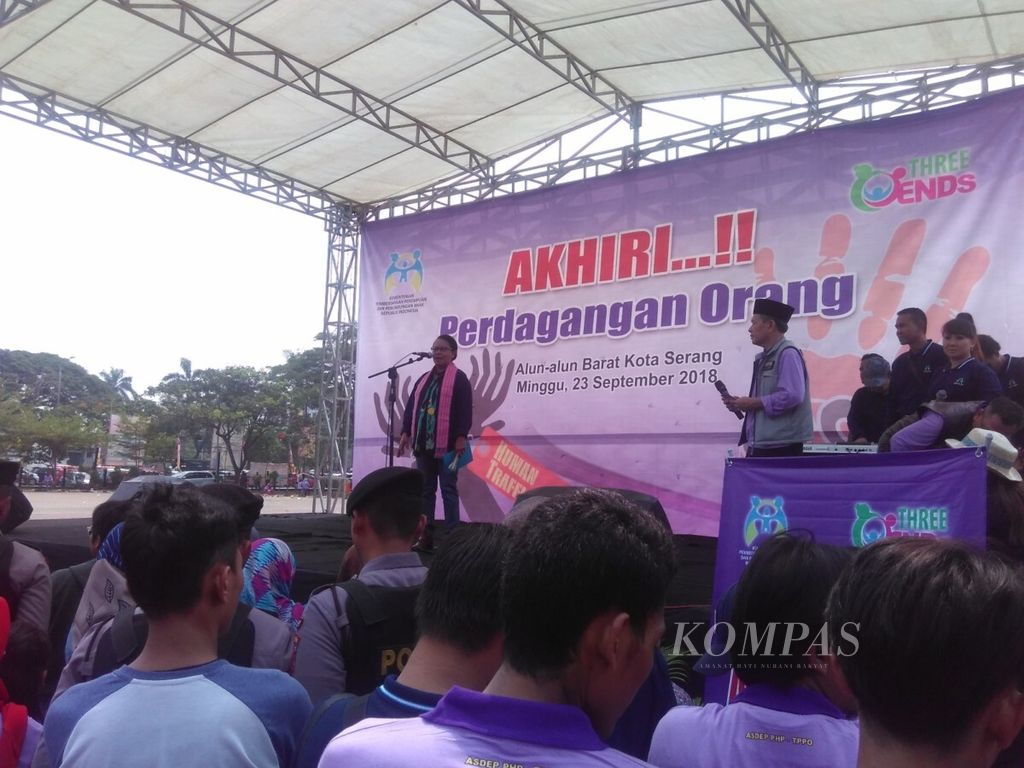 Sosialisasi Tindak Pidana Perdagangan Orang diadakan di Serang, Banten, Minggu (23/9/2018).