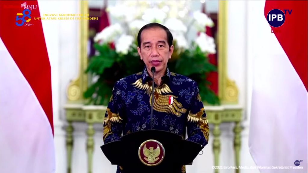 Presiden Joko Widodo berharap IPB University menjadi pelopor dalam inovasi. Hal ini disampaikan dalam pidato di Dies Natalis Ke-59 IPB University yang diselenggarakan secara daring, Rabu (1/9/2021).