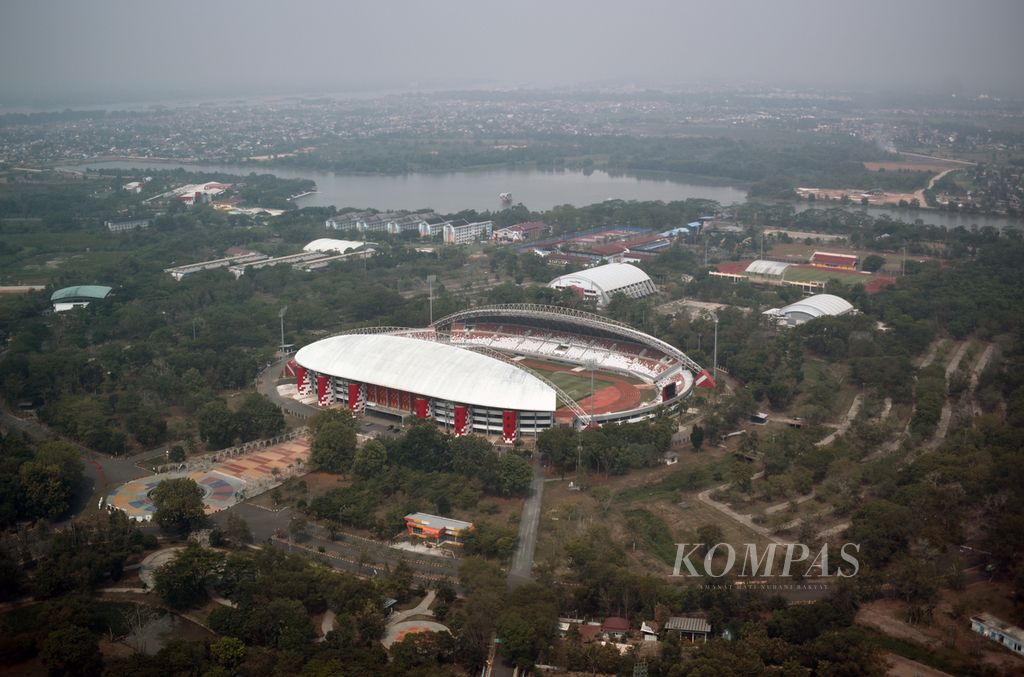 Kompleks Olahraga Jakabaring di Palembang, Sumatera Selatan, Kamis (2/11/2023). Kompleks itu memiliki fasilitas olahraga yang cukup lengkap dari warisan SEA Games Jakarta-Palembang 2011 dan Asian Games Jakarta-Palembang 2018.