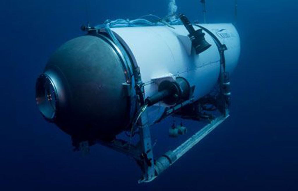 Foto tanpa tanggal milik OceanGate Expeditions per Juni 2021 ini menunjukkan kapal selam Titan. Pada Senin (19/6/2023), kapal selam membawa lima penumpang yang sedang dalam misi wisata melihat bangkai kapal Titanic di Samudra Atlantik itu dikabarkan hilang.