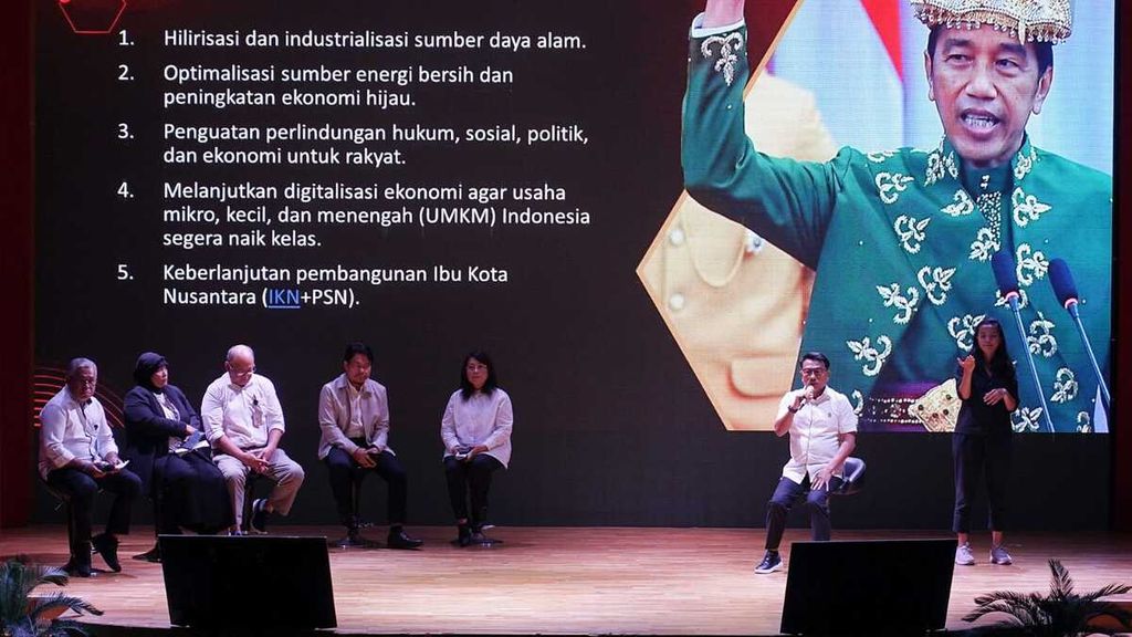 Kepala Staf Kepresidenan Moeldoko pada acara Catatan Akhir dan Awal Tahun KSP di Auditorium Perpustakaan Nasional, Jalan Medan Merdeka Selatan, Jakarta, Selasa (27/12/2022). 