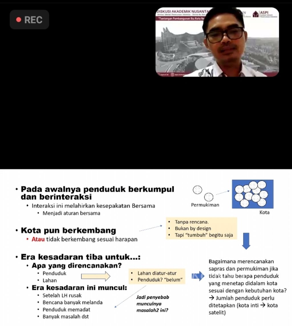 Dosen Perencanaan Wilayah dan Kota Institut Teknologi Sumatera, IB Ilham Malik, saat hadir dalam acara diskusi daring bertajuk ”Tantangan Pembangunan Ibu Kota Negara; Pengembangan Wilayah dan Tata Ruang” pada Rabu (15/6/2022).