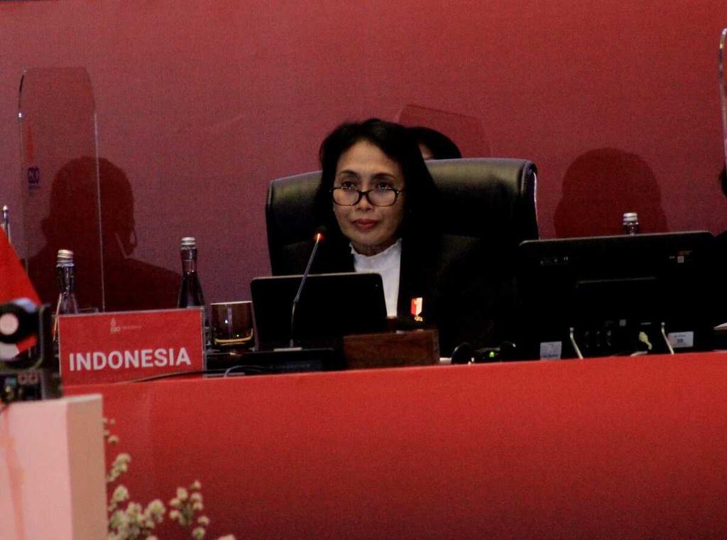 Menteri Pemberdayaan Perempuan dan Perlindungan Anak I Gusti Ayu Bintang Darmawati hadir membawakan sambutan pada Pembukaan Konferensi Tingkat Menteri G20 tentang Pemberdayaan Perempuan (G20 Ministerial Conference on Women’s Empowerment/MCWE), Rabu (24/8/2022) di Nusa Dua, Bali. 
