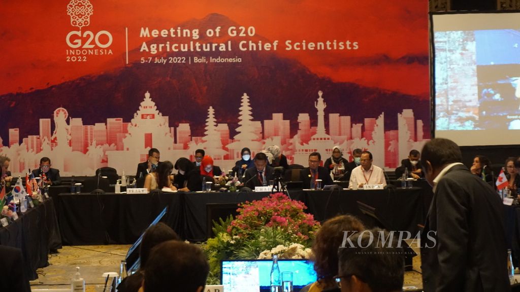 Acara G20 Meeting of Agricultural Chief Scientists (MACS) tentang intensifikasi berkelanjutan untuk memenuhi tujuan ketahanan pangan dan lingkungan di Badung, Bali, Selasa (5/7/2022).
