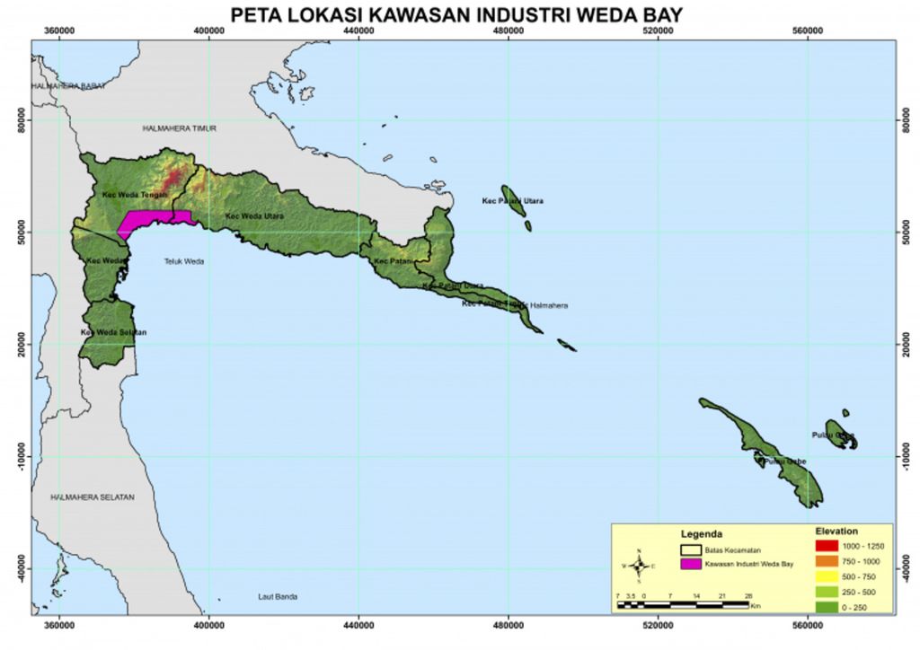 Peta PT Indonesia Weda Bay Industrial Park di Halmahera Tengah, Maluku Utara.