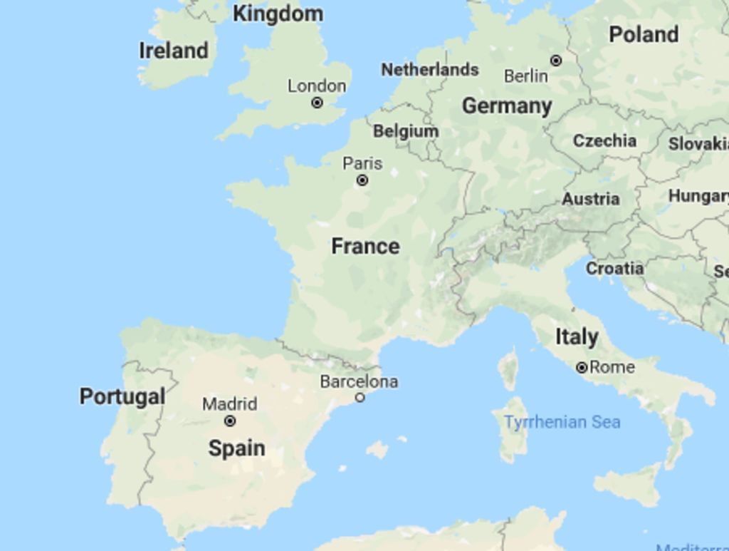 Peta lokasi Portugal dan Spanyol