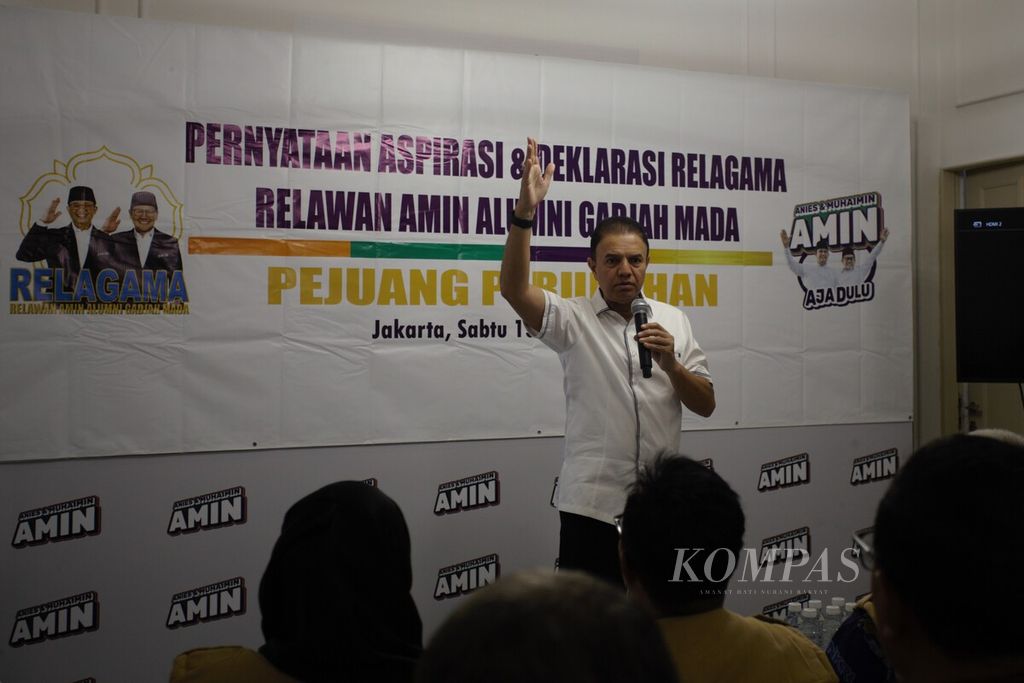 Kapten Tim Nasional Pemenangan Anies Baswedan-Muhaimin Iskandar (Timnas Amin), Muhammad Syaugi, Alaydrus, mengatakan, saat ini sebanyak 969 simpul sukarelawan di seluruh Indonesia telah menyatakan dukungan kepada Anies Baswedan-Muhaimin Iskandar.
