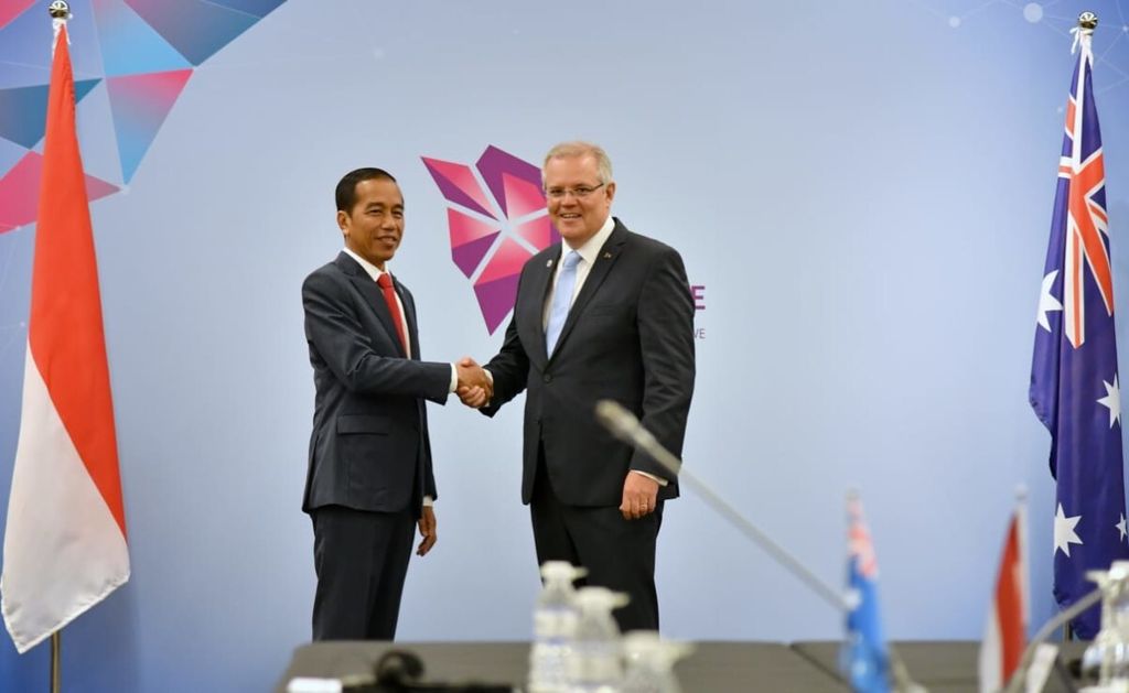 Presiden Joko Widodo menggelar pertemuan bilateral dengan Perdana Menteri Australia Scott Morrison di Singapura (14/11/2018).