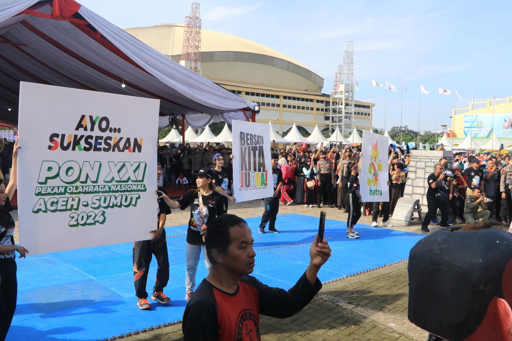 Maskot, logo, dan <i>tagline </i>Pekan Olahraga Nasional XXI Aceh-Sumatera Utara berupa harimau sumatera diluncurkan di Medan, Sumatera Utara, Minggu (29/1/2023). 