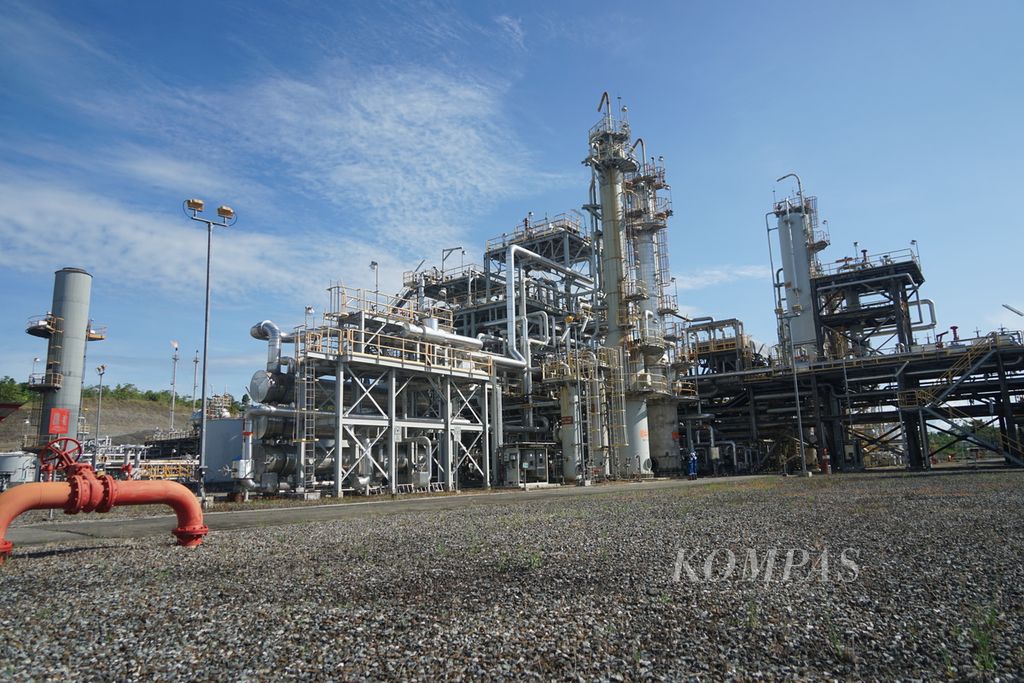 Stasiun pengolahan utama dalam pengolahan gas <i>central processing plant</i> (CPP) milik Pertamina EP Donggi Matindok Field di Banggai, Sulawesi Tengah, Senin (1/4/2024). Dua CPP yang diolah Donggi Matindok Field bisa memproduksi 95 standar kaki kubik per hari (MMSCFD).