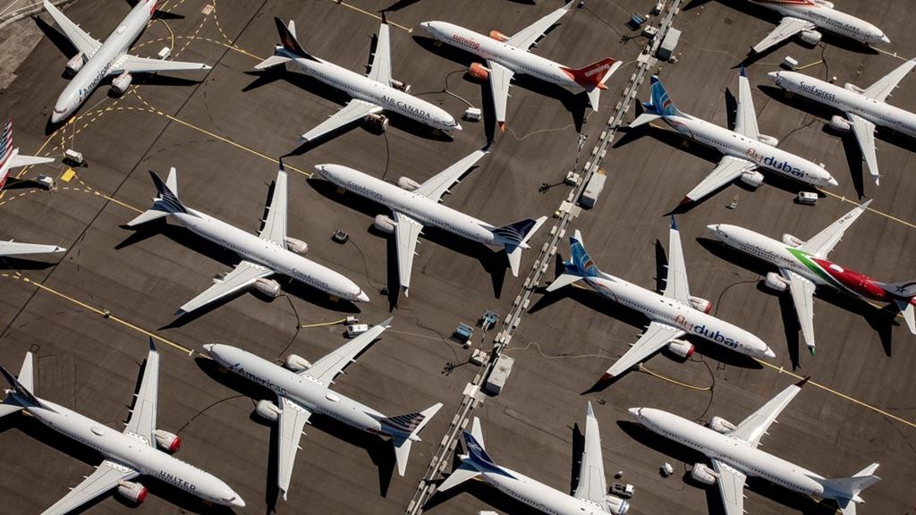 Pesawat Boeing 737 Max 8 parkir di Lapangan Boeing di Seattle, Washington, Amerika Serikat, 21 Juli 2019. 