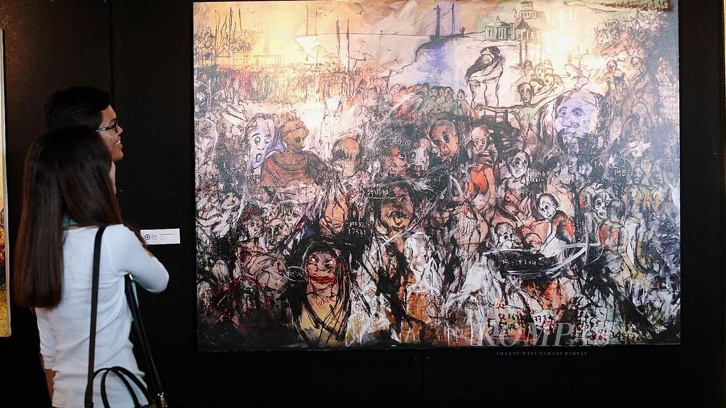 Pameran hasil kompetisi UOB Painting oftThe Year 2017 di UOB Plaza, Jakarta. Lukisan karya Kukuh Nuswantoro berjudul Kegelapan menjadi pemenang UOB Painting of the Year 2017. 