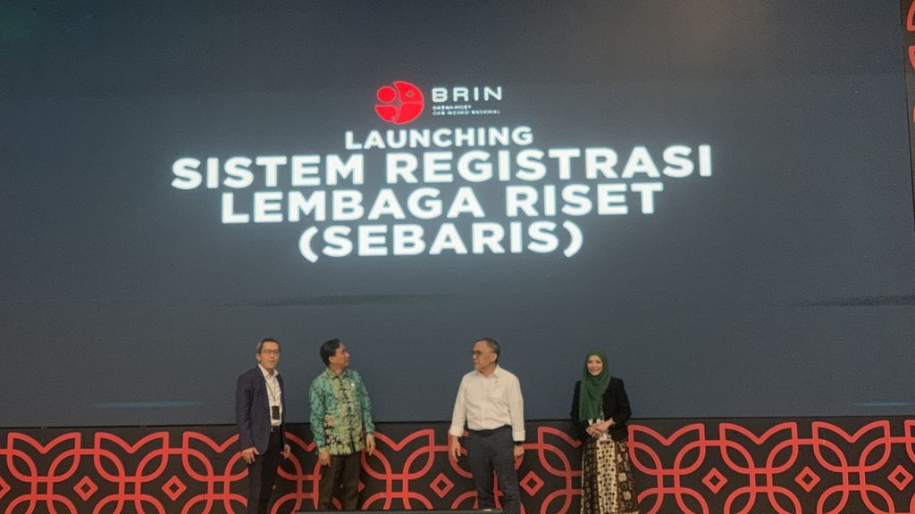 Acara peluncuran aplikasi Sistem Registrasi Lembaga Riset (Sebaris) di Jakarta, Selasa (16/5/2023).