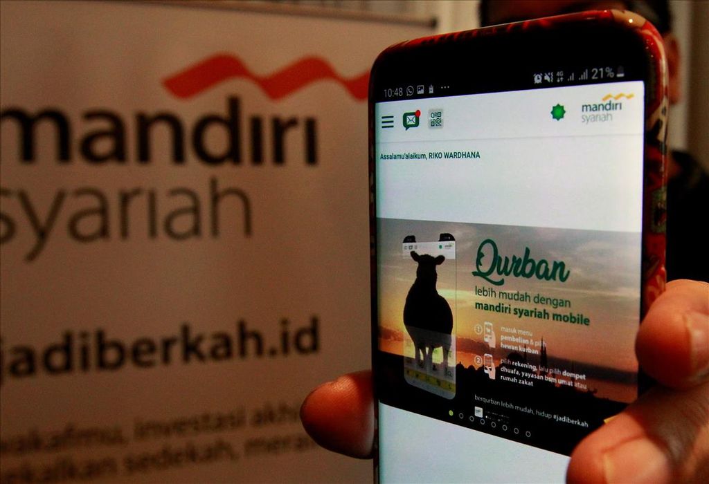 Fitur baru pelayanan pembelian hewan kurban kini sudah dapat di akses di Mandiri Syariah Mobile. Acara peluncuran fitur tersebut berlangsung di Jakarta, Kamis (8/8/2019).