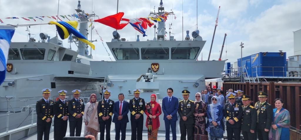 Indonesia menerima dua kapal penyapu ranjau dari Galangan Abeking & Resmussen, Lamwerder-Bremen, Jerman, Jumat (26/5/2023).