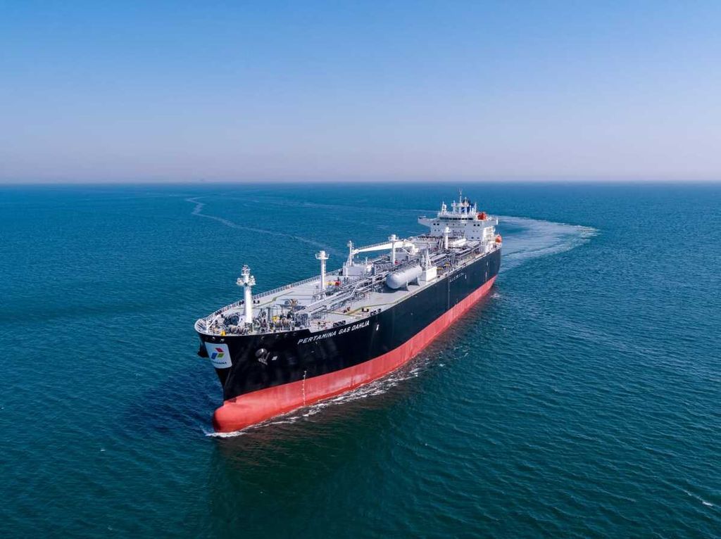 Tampak tanker jenis <i>very large gas carrier</i> (VLGC) Pertamina.