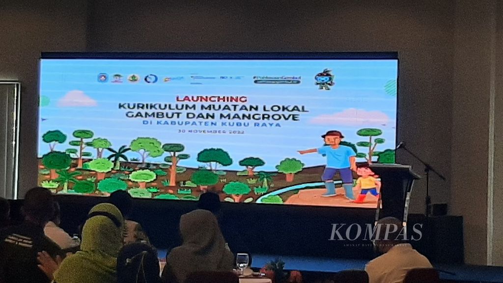 Peluncuran Kurikulum Muatan Lokal Gambut dan Mangrove di Kubu Raya, Kalimantan Barat, Rabu (30/11/2022).